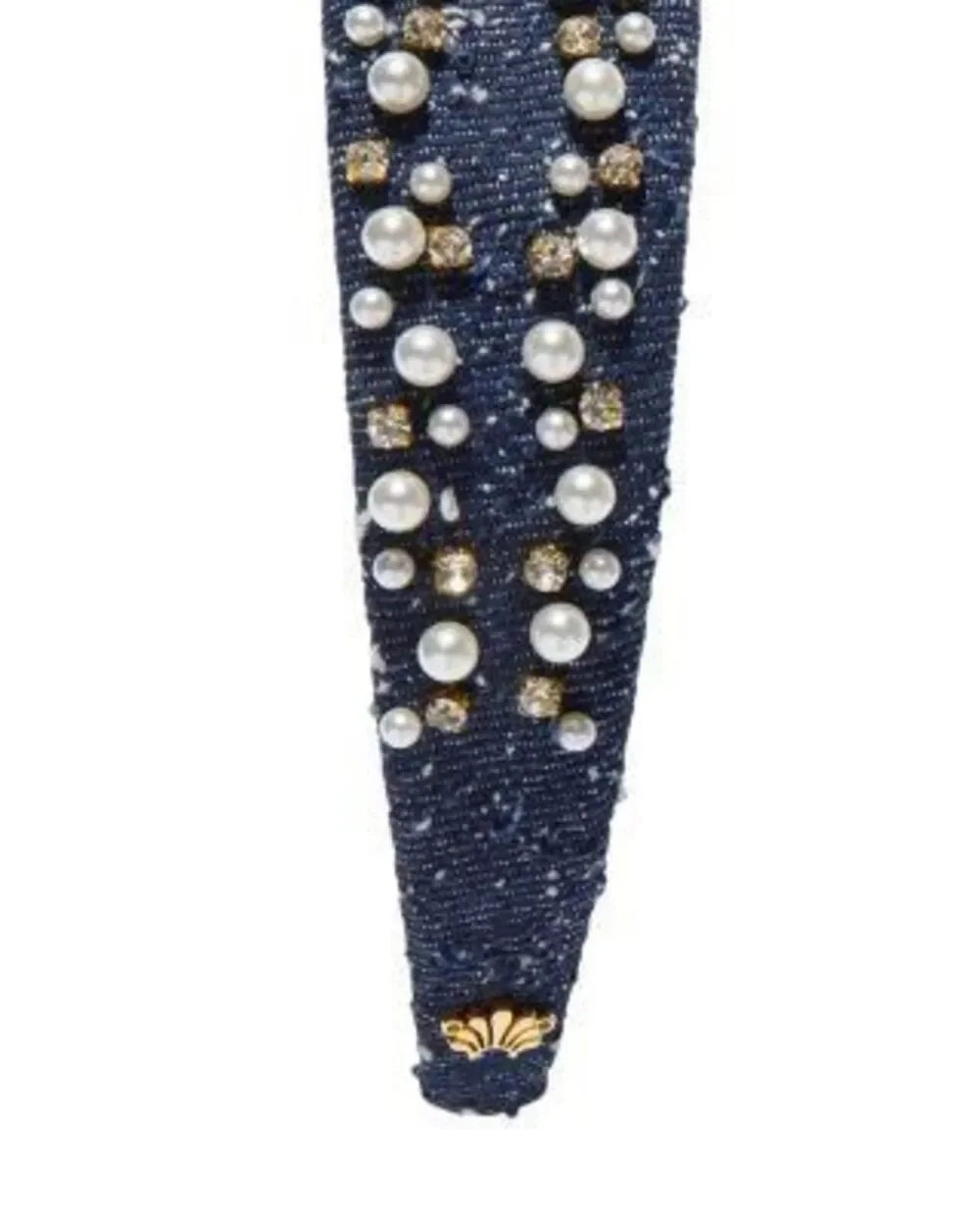 Lele Sadoughi Denim Dobby 1” Cher Faux Pearl Cotton Sprinkle Headband OS